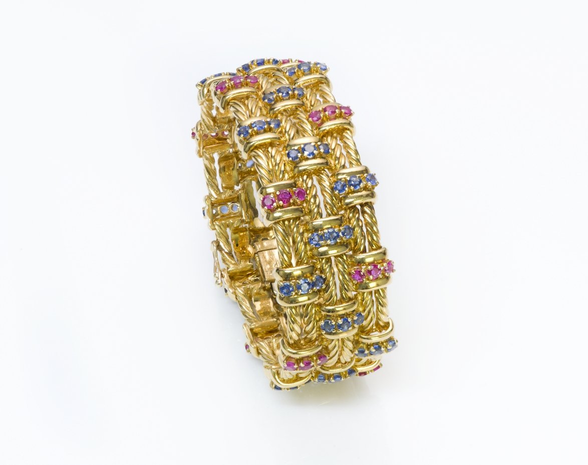 Tiffany & Co. Ruby Sapphire 18K Gold Bracelet
