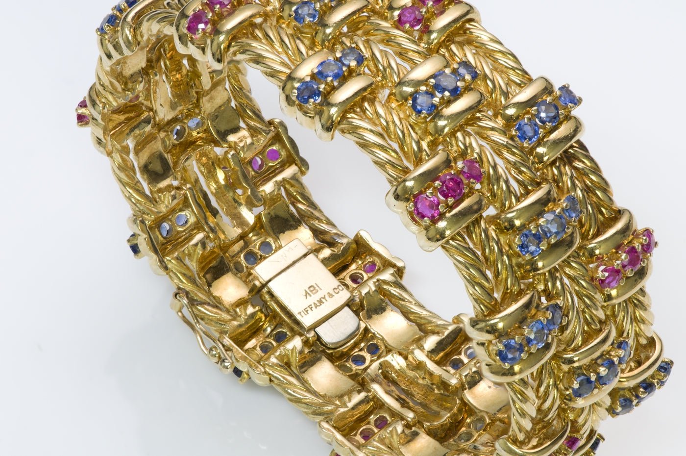 Tiffany & Co. Ruby Sapphire 18K Gold Bracelet