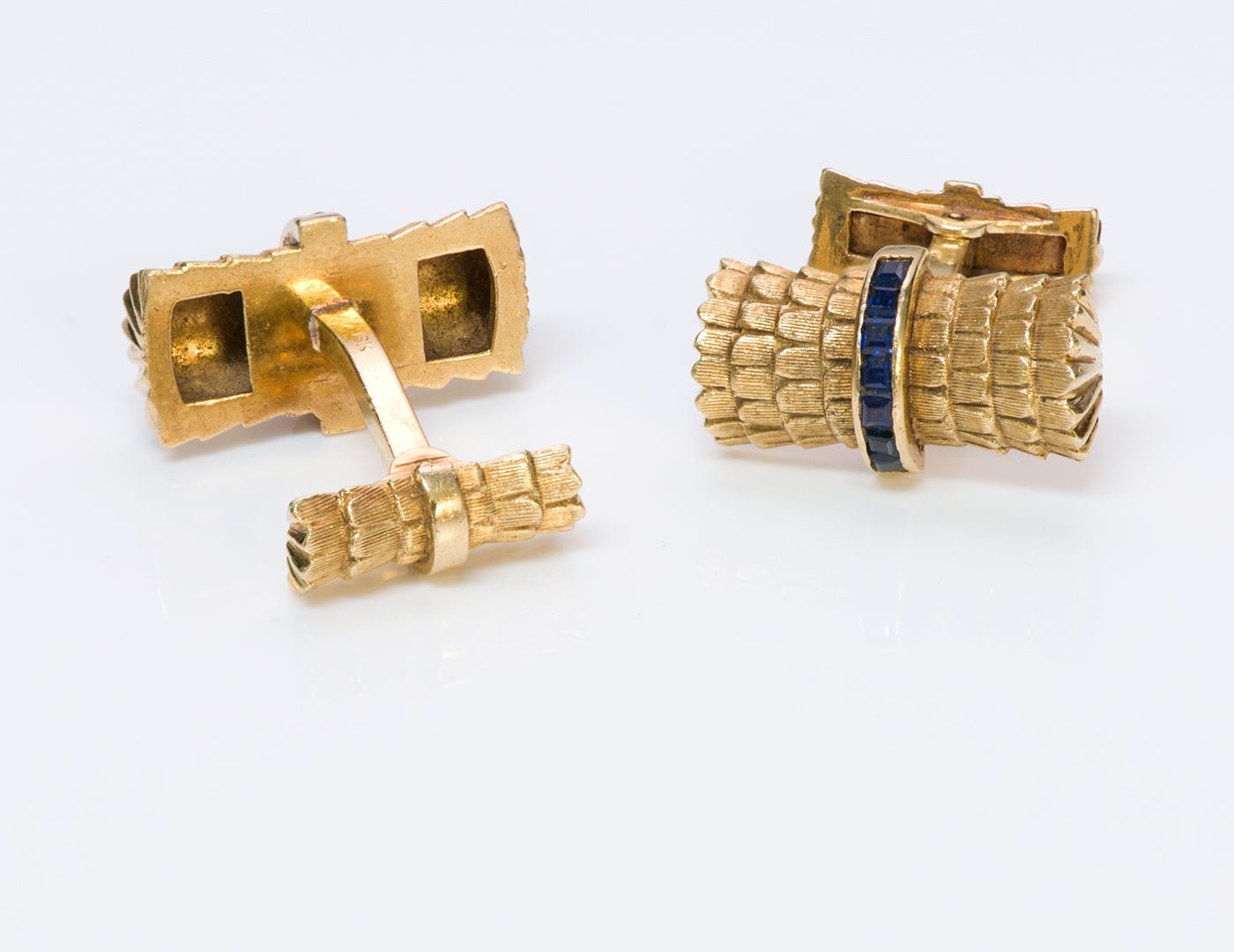 Tiffany & Co. Sapphire 18K Gold Cufflink & Stud Set