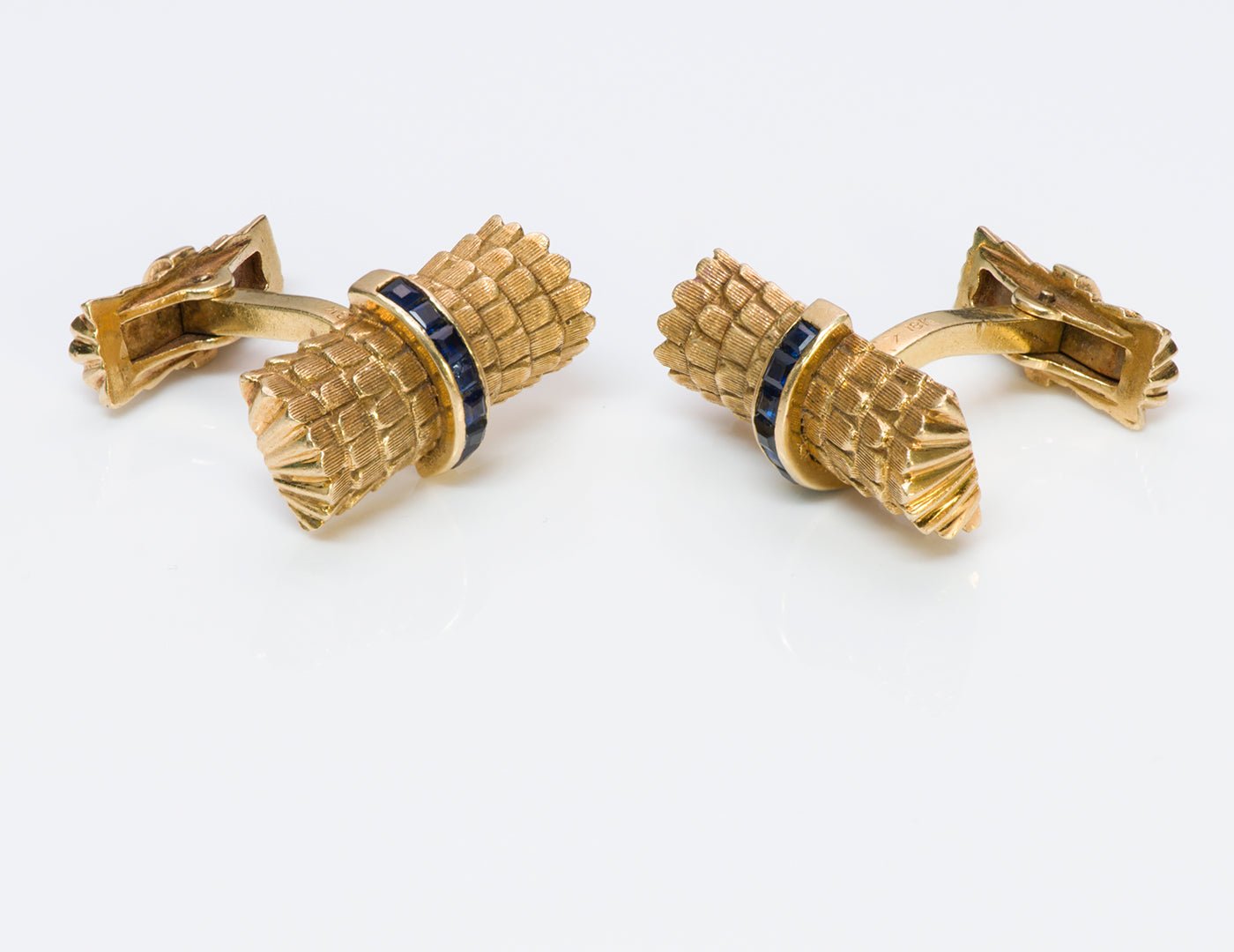 Tiffany & Co. Sapphire 18K Gold Cufflink & Stud Set
