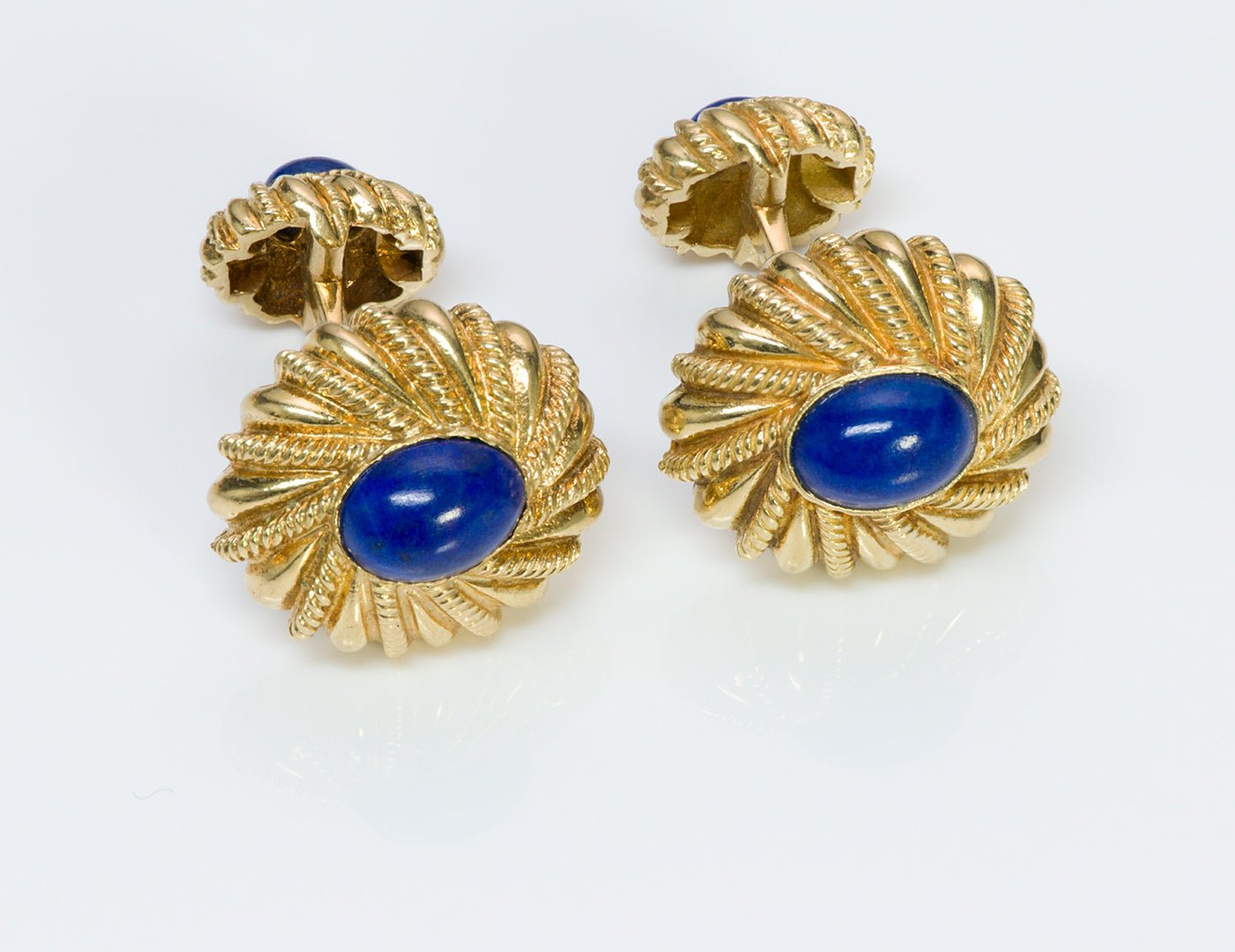 Tiffany & Co. Schlumberger 18K Gold Lapis Cufflink Stud Set