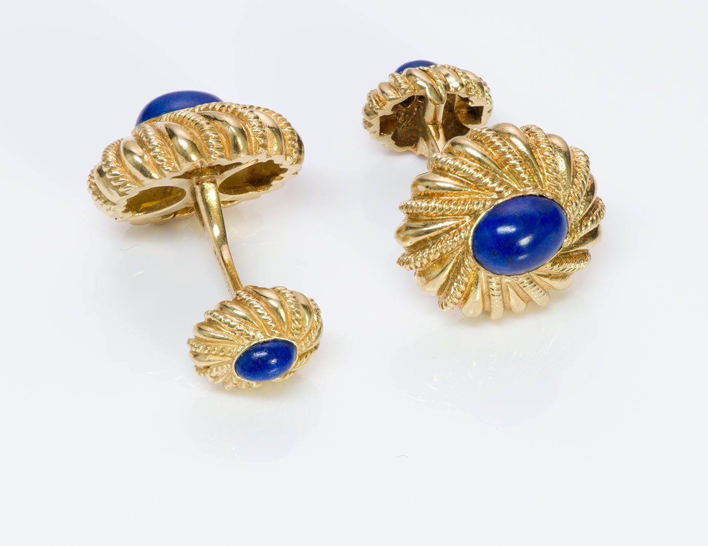 Tiffany & Co. Schlumberger 18K Gold Lapis Cufflink Stud Set