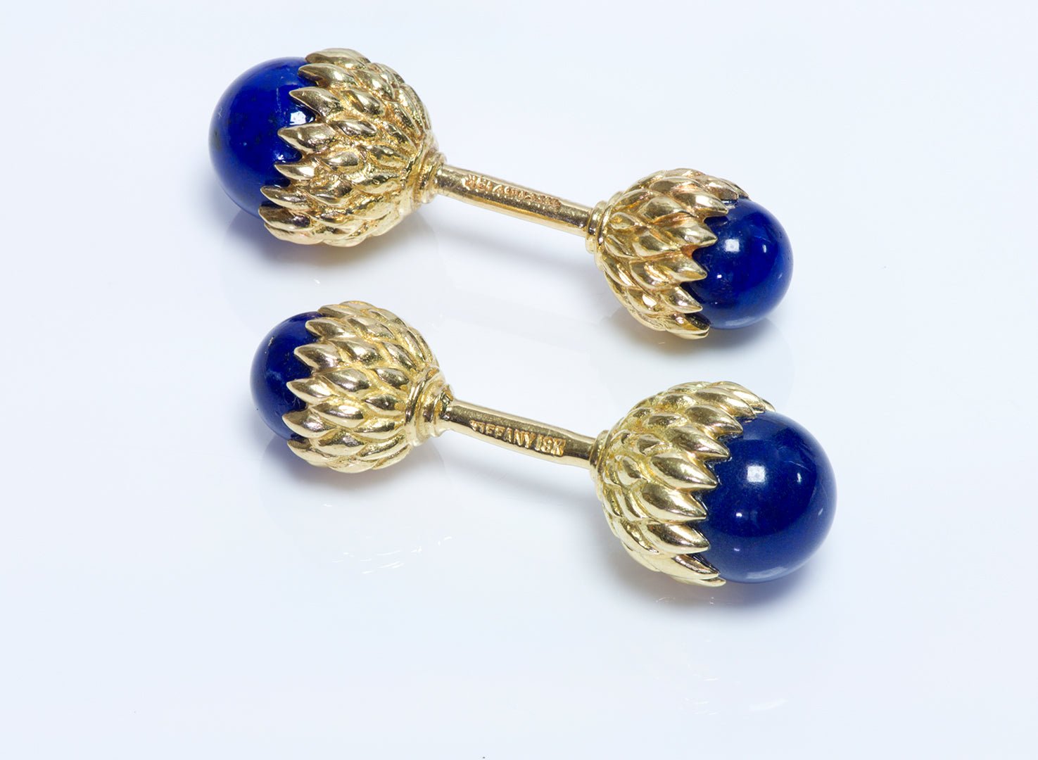 Tiffany & Co. Schlumberger 18K Gold Lapis Lazuli Acorn Cufflinks