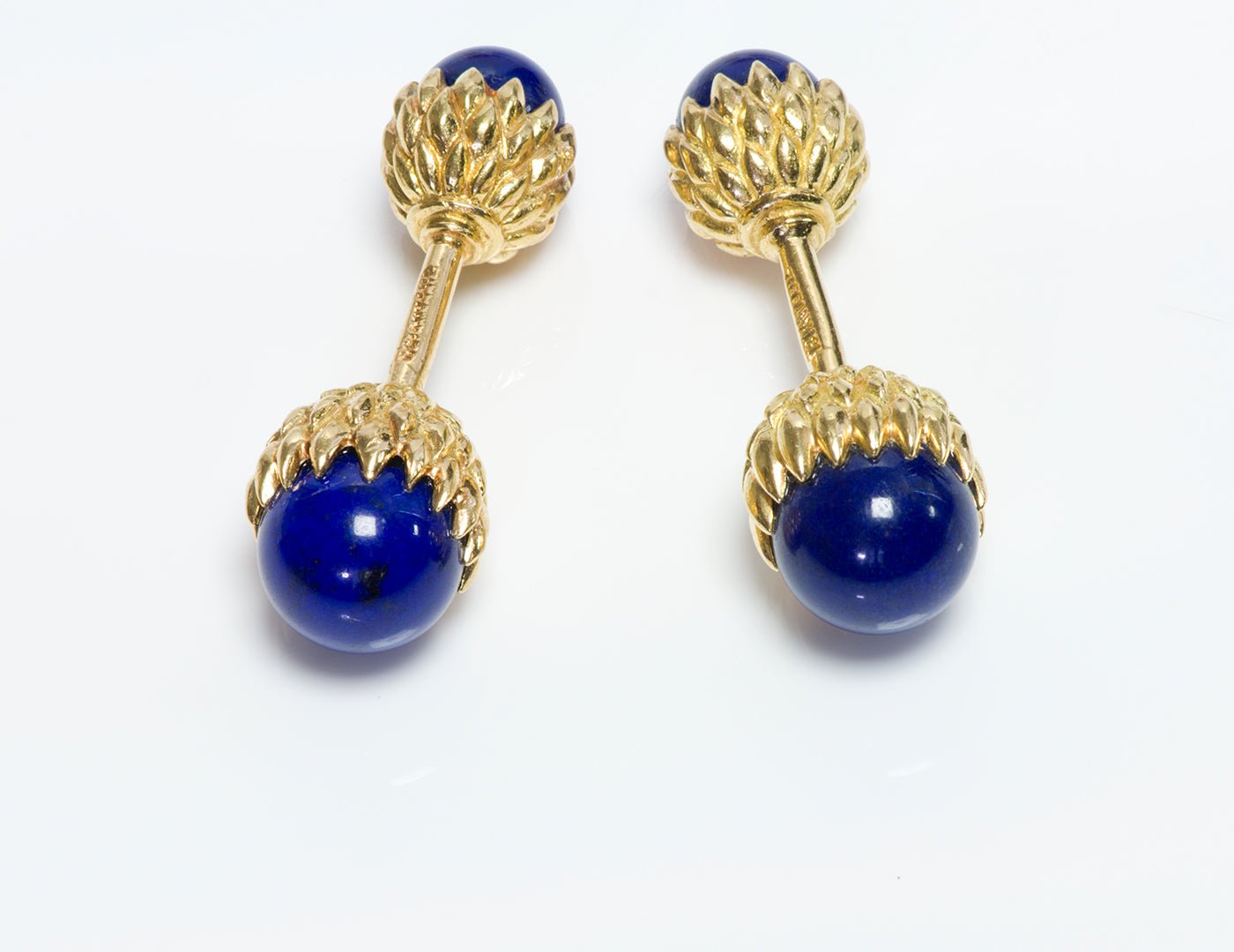 Tiffany & Co. Schlumberger 18K Gold Lapis Lazuli Acorn Cufflinks