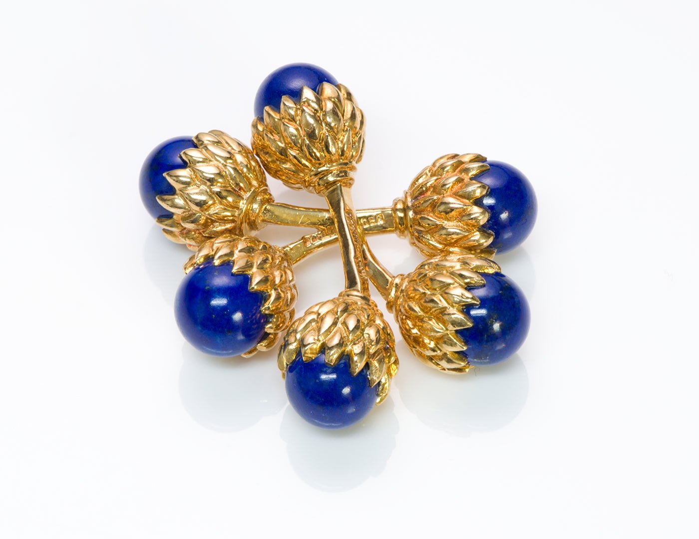 Tiffany & Co. Schlumberger Double Acorn Lapis 18K Gold Cufflinks