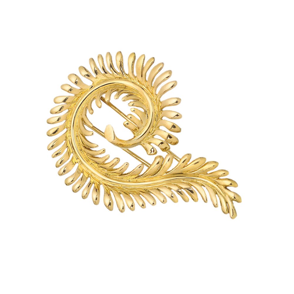 Tiffany & Co. Schlumberger Gold Feather Brooch