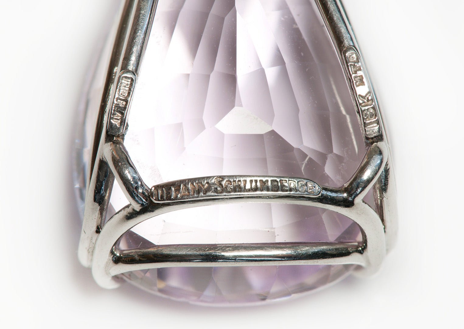 Tiffany & Co. Schlumberger Platinum Gold Kunzite Diamond Pendant Earrings