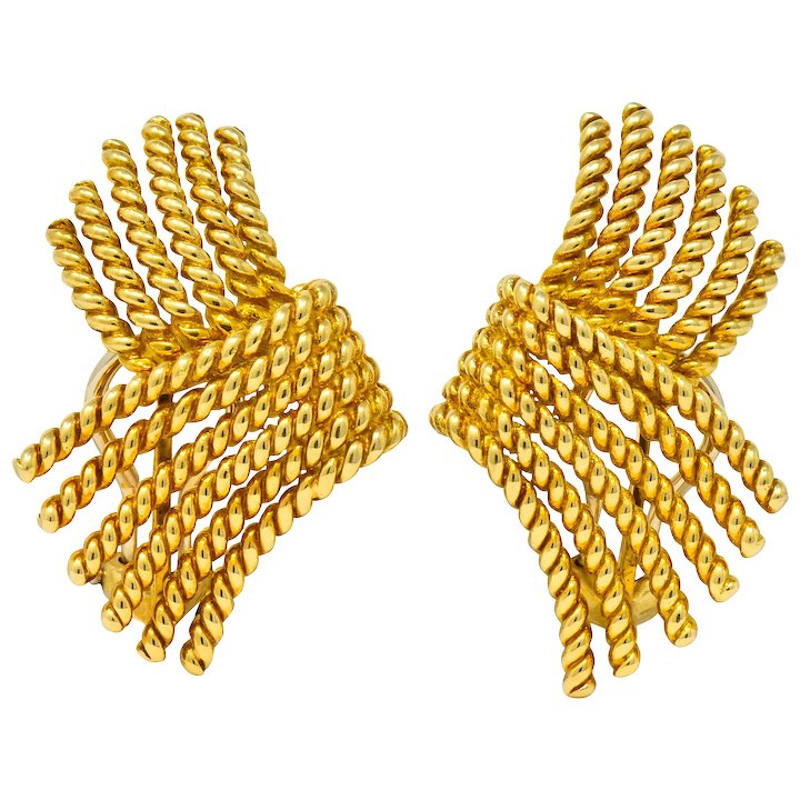 Tiffany & Co. Schlumberger Rope 18K Gold Earrings
