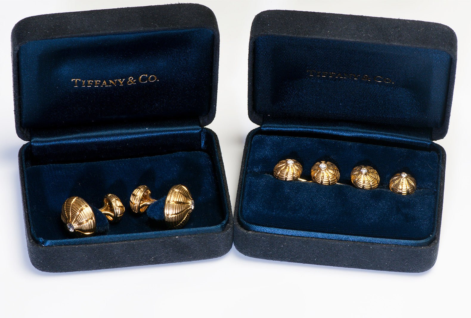 Tiffany & Co. Schlumberger Taj Mahal Diamond 18K Gold Cufflink Stud Set