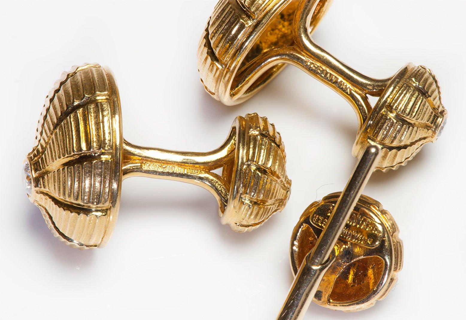 Tiffany & Co. Schlumberger Taj Mahal Diamond 18K Gold Cufflink Stud Set