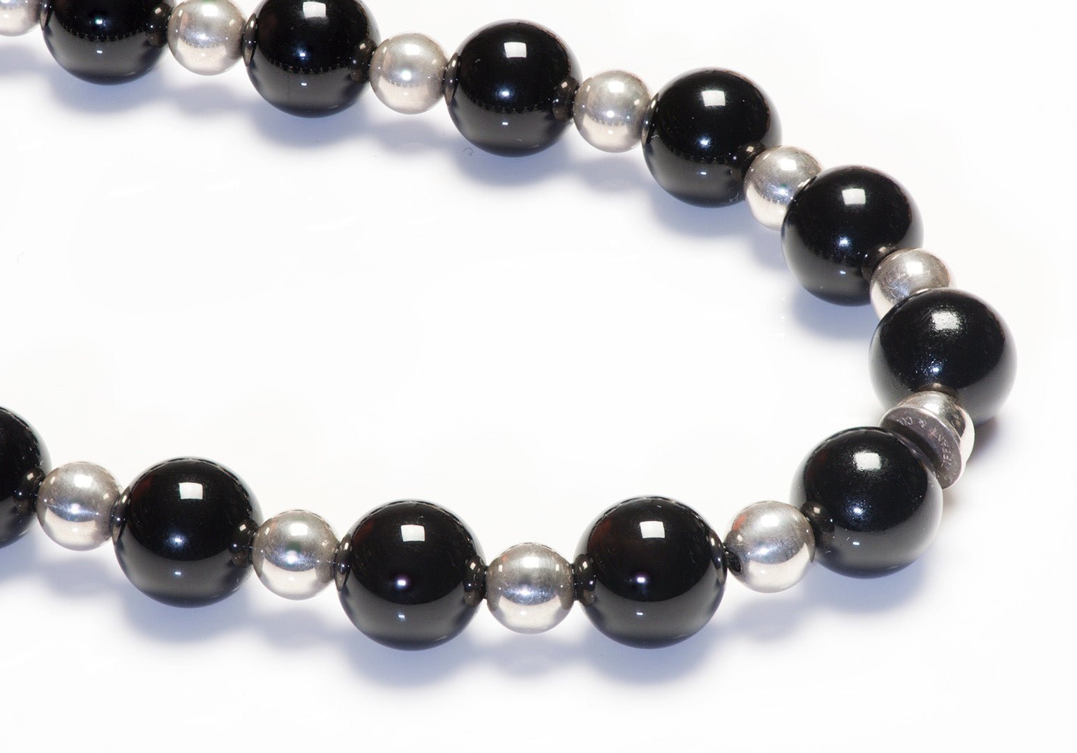 Tiffany & Co. Silver Onyx Bead Necklace