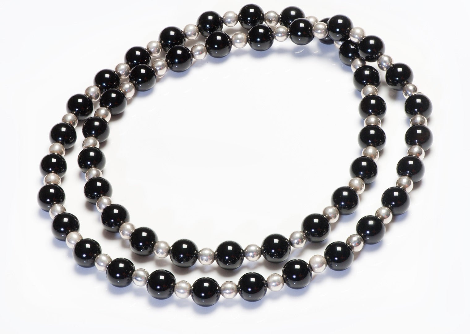 Tiffany & Co. Silver Onyx Bead Necklace