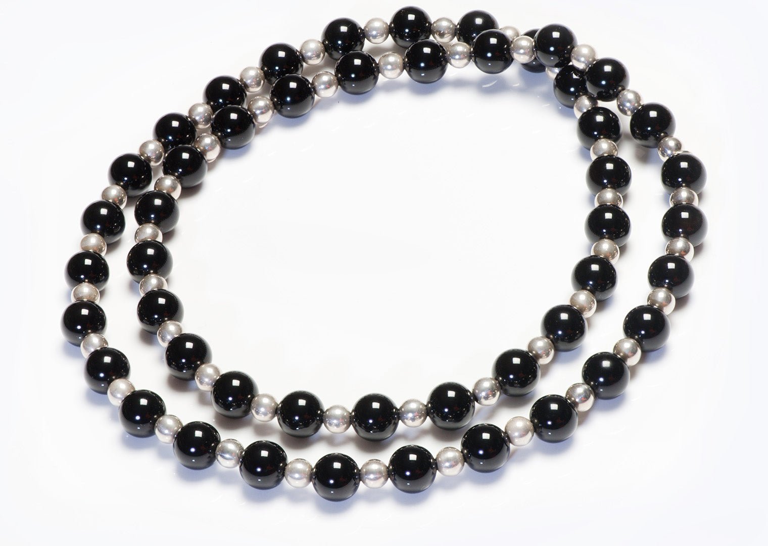 Tiffany & Co. Silver Onyx Bead Necklace