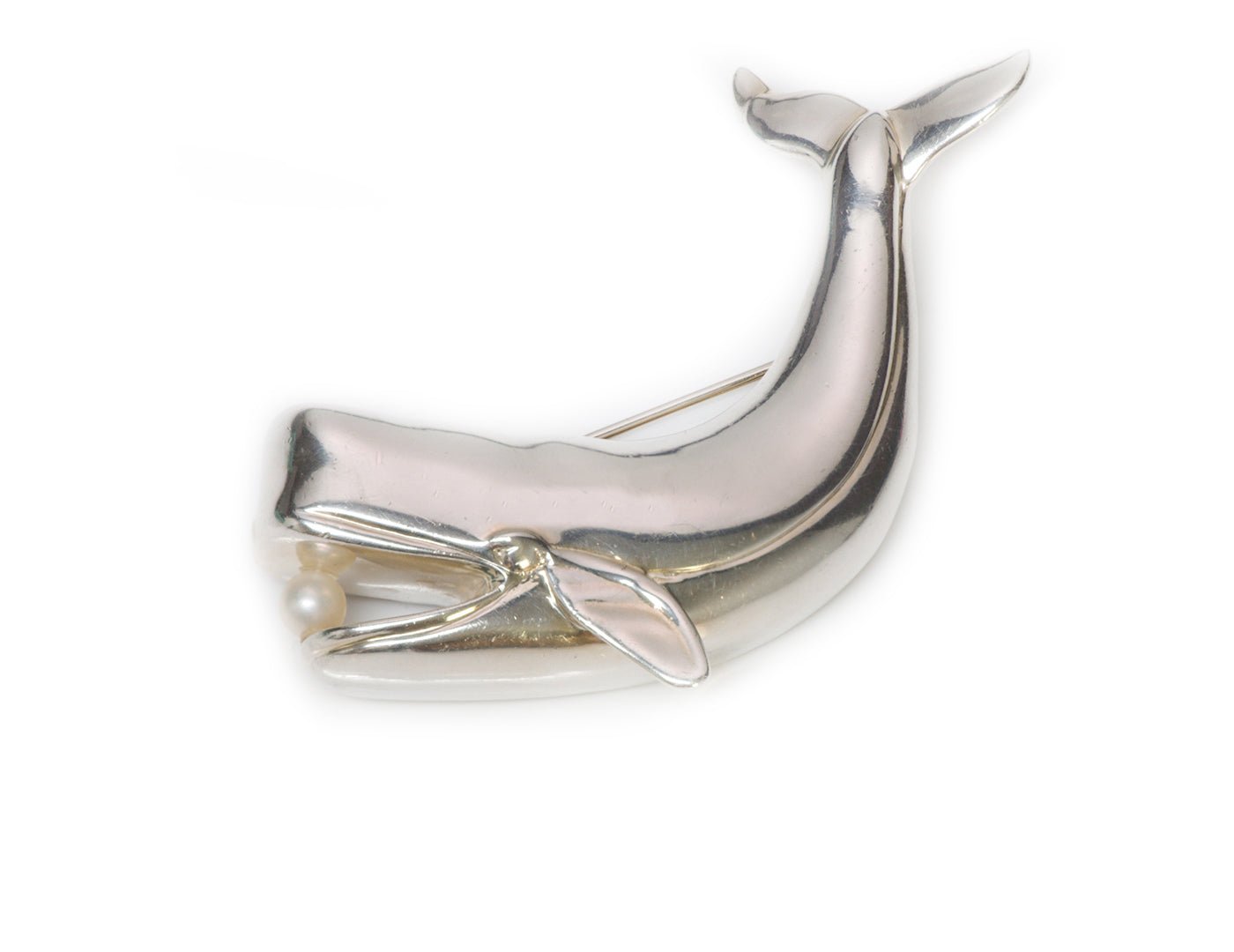 Tiffany & Co. Sterling Sperm Whale Pearl Brooch Pin