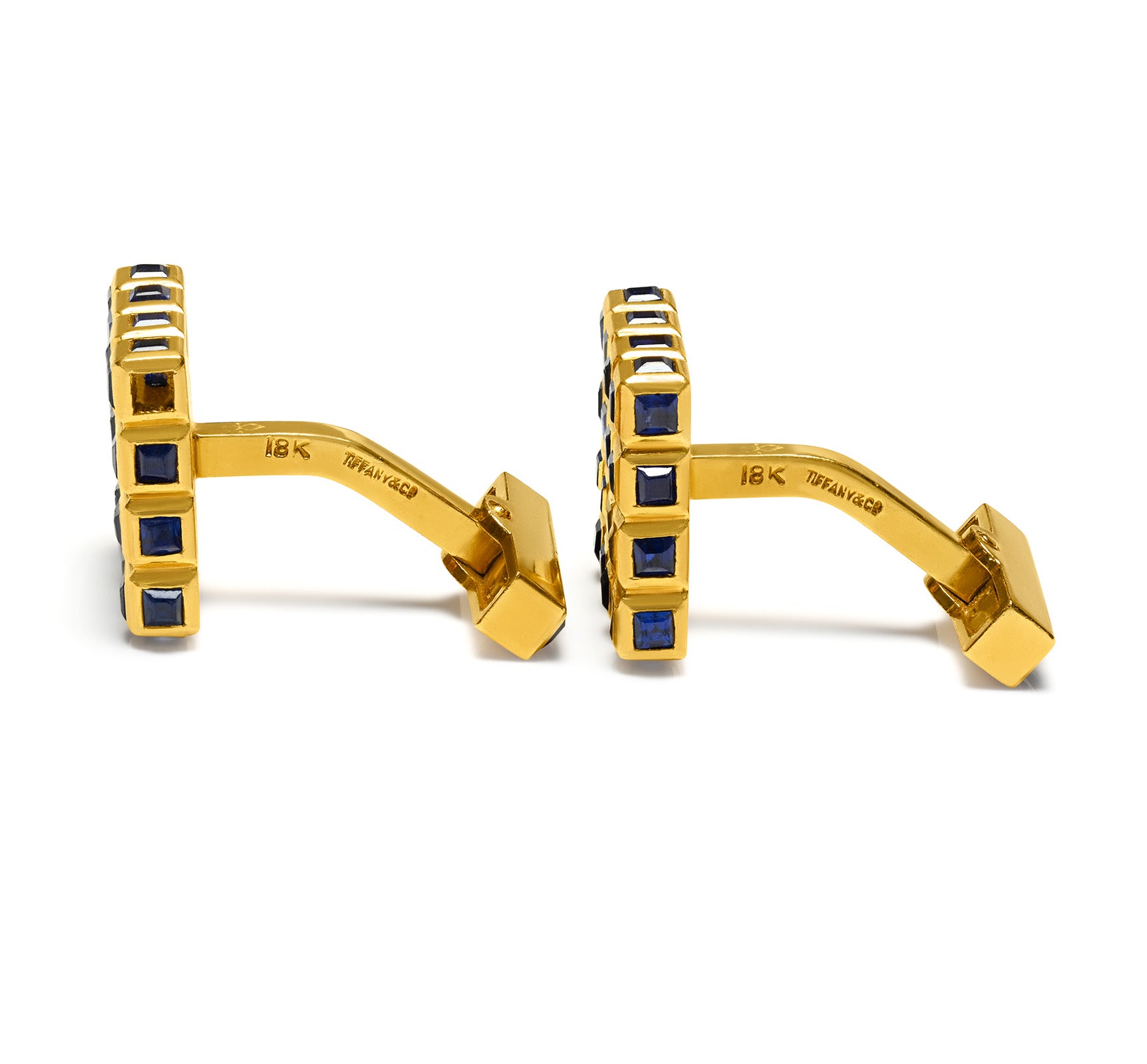Vintage Tiffany Co. 18K Yellow Gold Sapphire Cufflinks