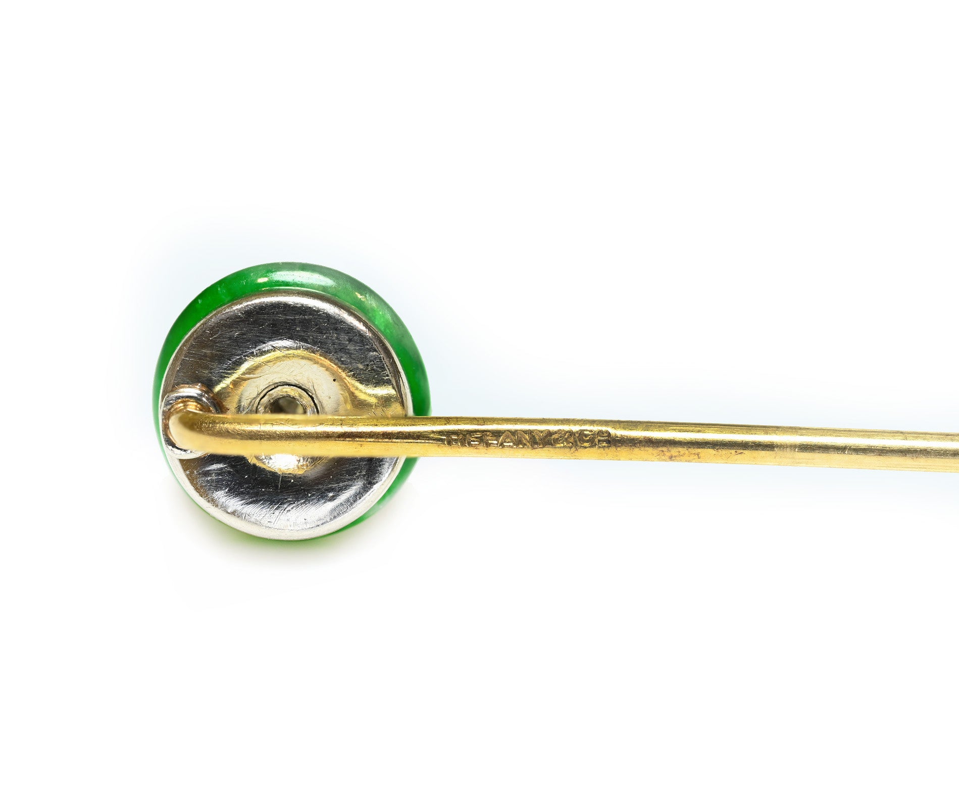 Antique Tiffany & Co. Jade Gold and Diamond Stick Pin Hallmark