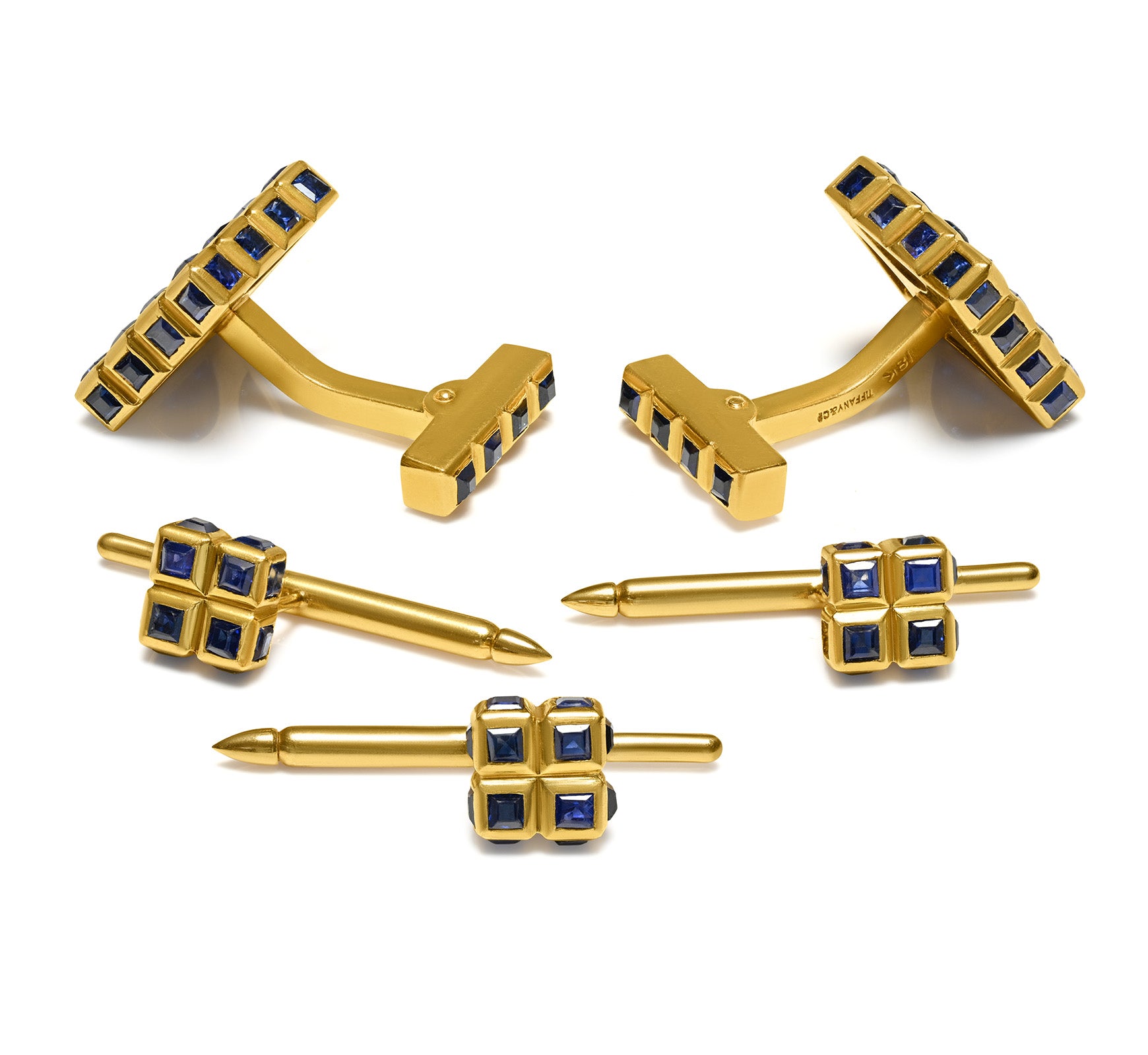 Tiffany Co. 18K Sapphire Cufflink Dress Stud Set