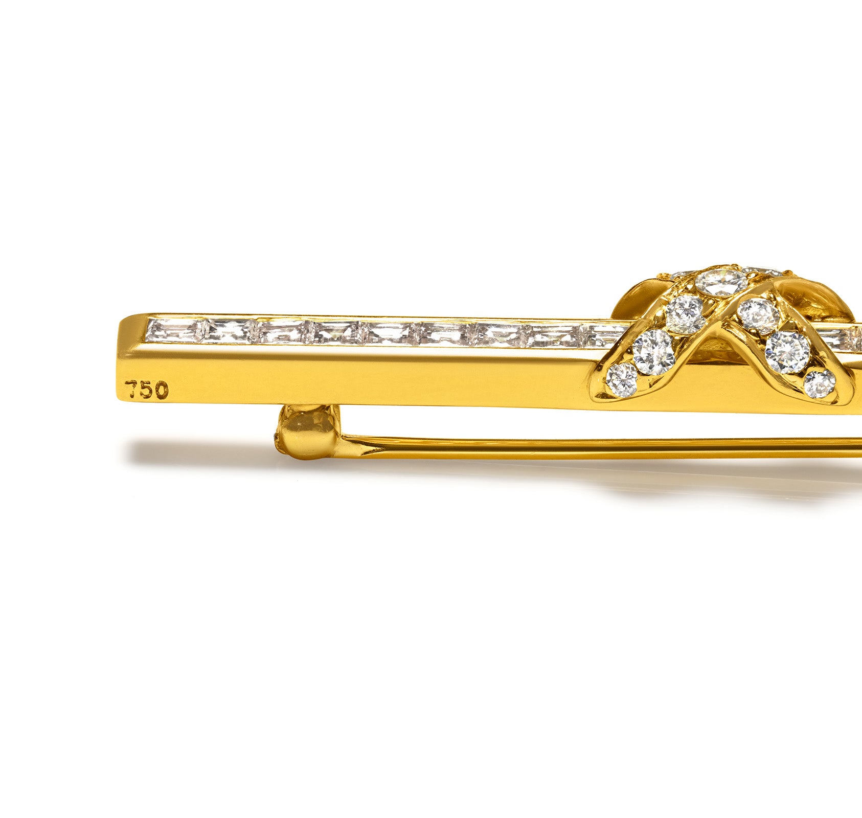 Tiffany Co Diamond 18K Gold X Bar Brooch 750