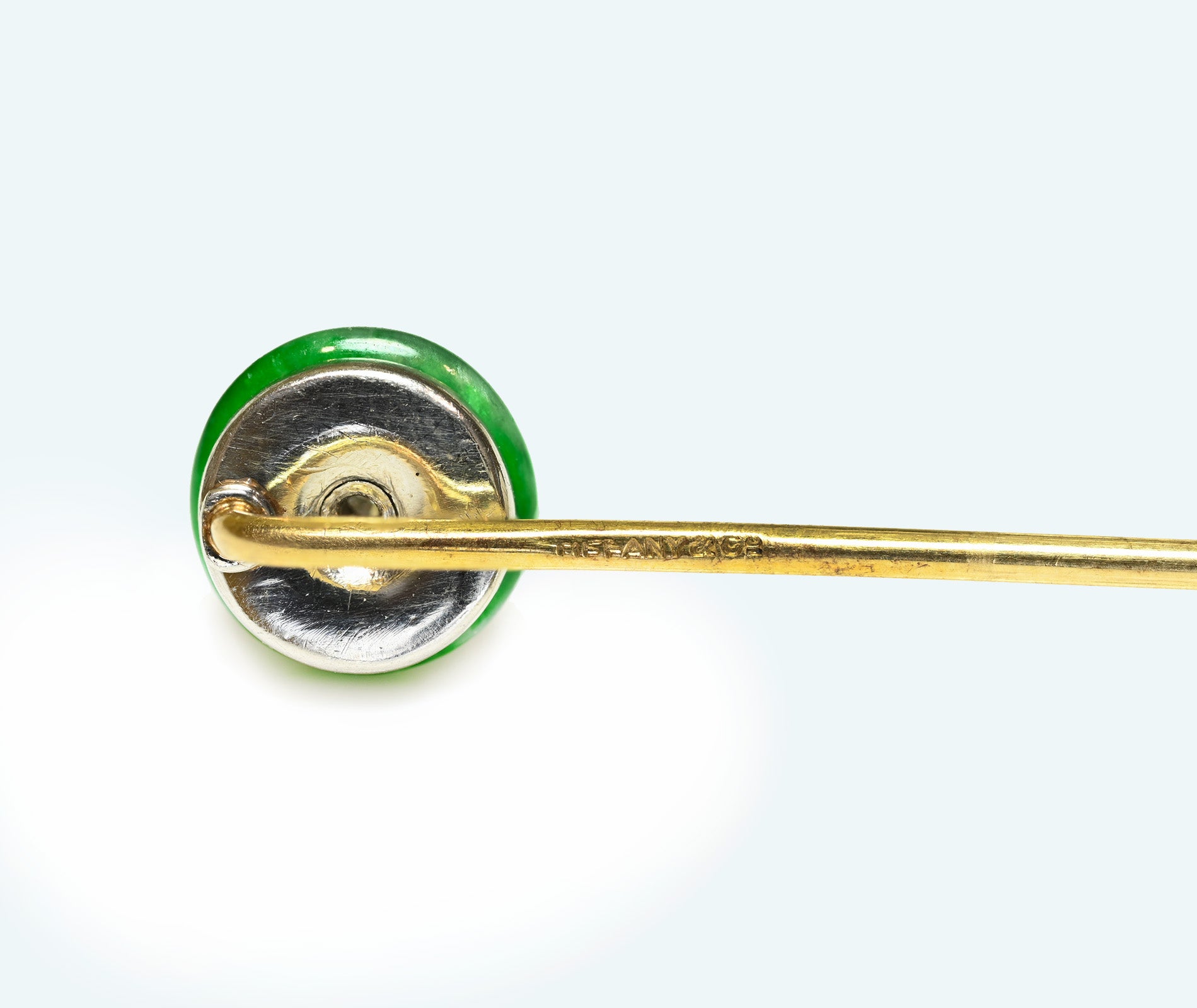 Antique Tiffany & Co. Jade Gold and Diamond Stick Pin