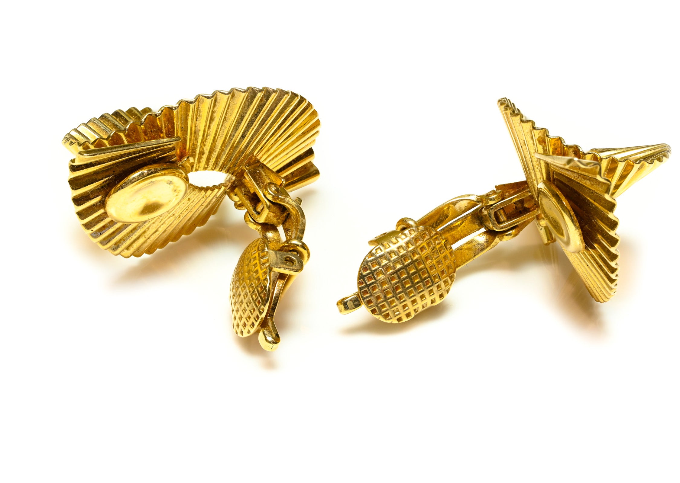 Tiffany & Co. 14K Yellow Gold Fluted Ribbon Twist Earrings