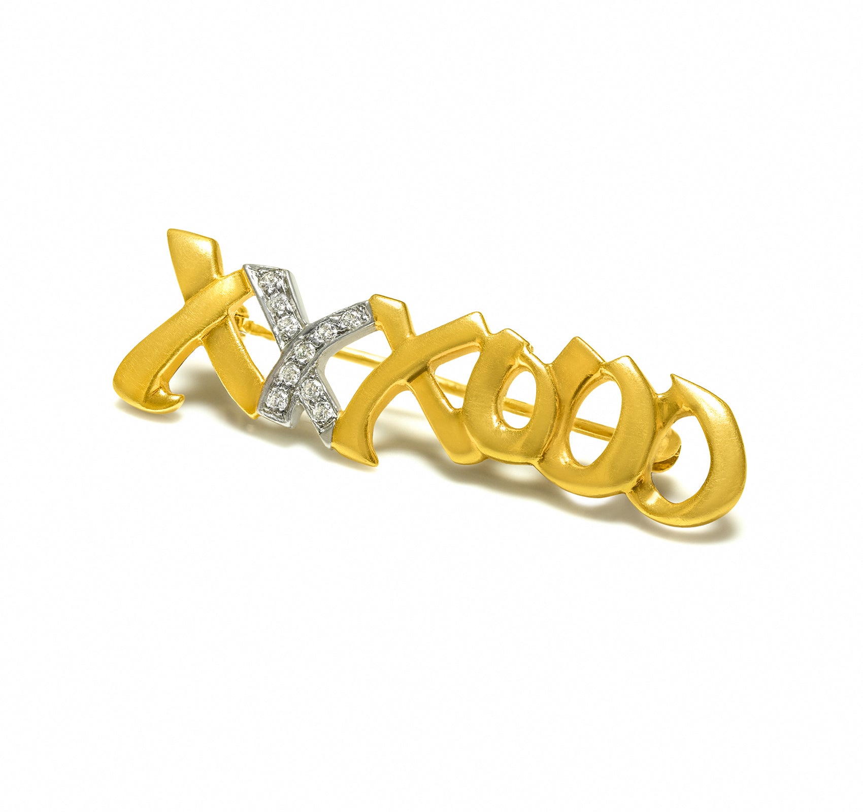 Paloma Picasso XXXOOO Diamond Brooch 18K Gold Hugs Kisses
