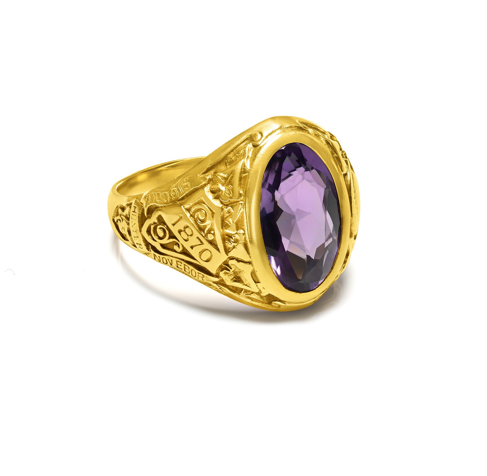 Tiffany & Co. Art Deco 14K Gold Amethyst Class Ring – Hunter College