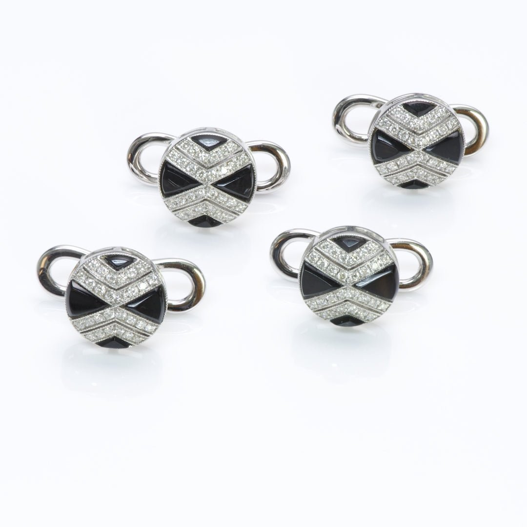 Tom Ford Diamond Onyx Gold Studs