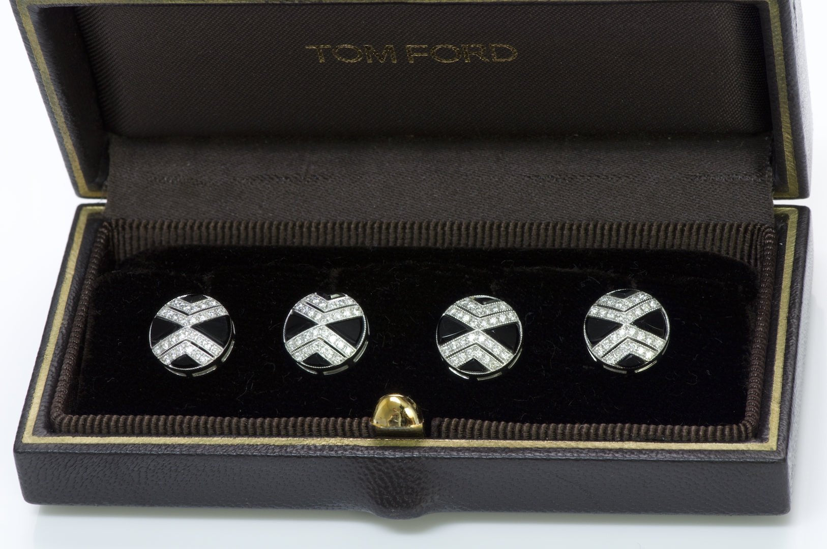 Tom Ford Diamond Onyx Gold Studs
