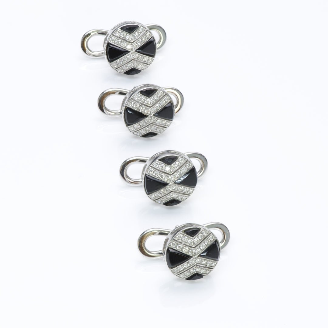 Tom Ford Diamond Onyx Gold Studs