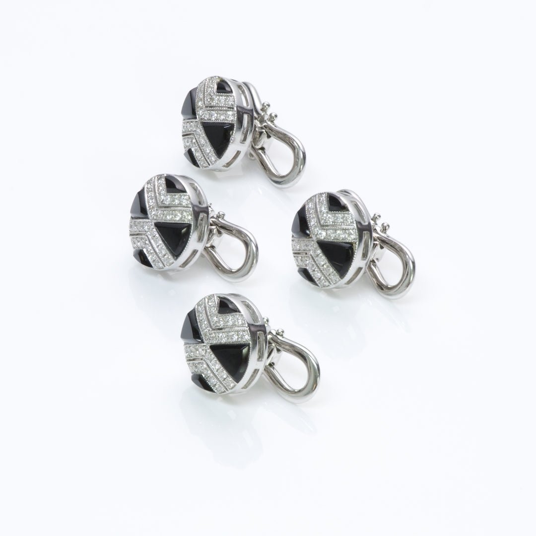 Tom Ford Diamond Onyx Gold Studs