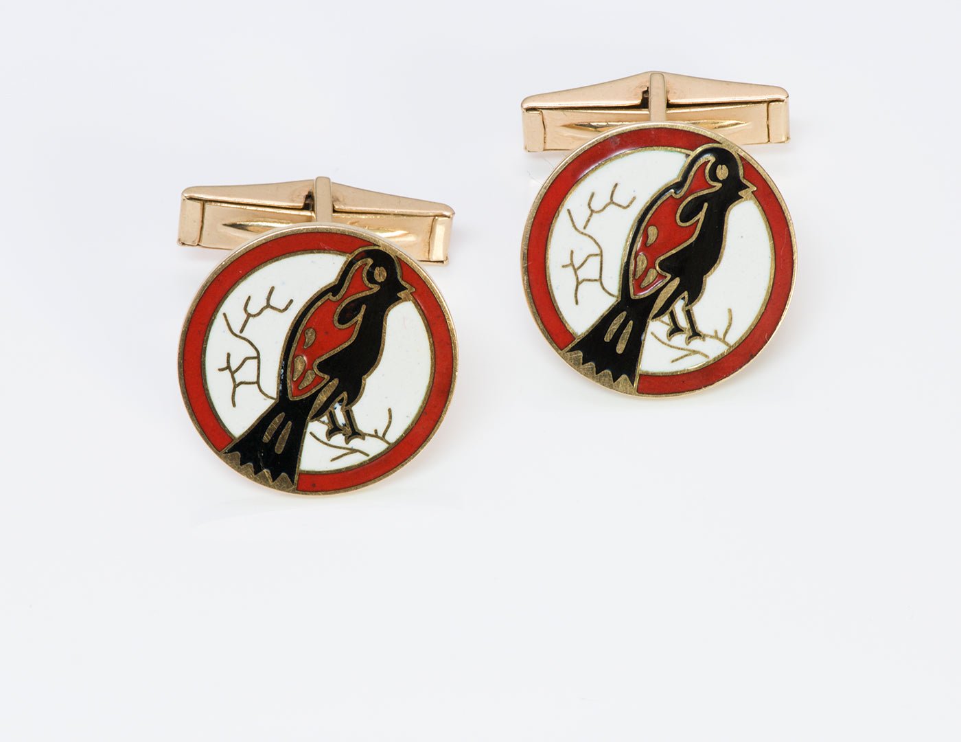 Trabert Hoeffer Mauboussin 14K Gold Enamel Cufflinks