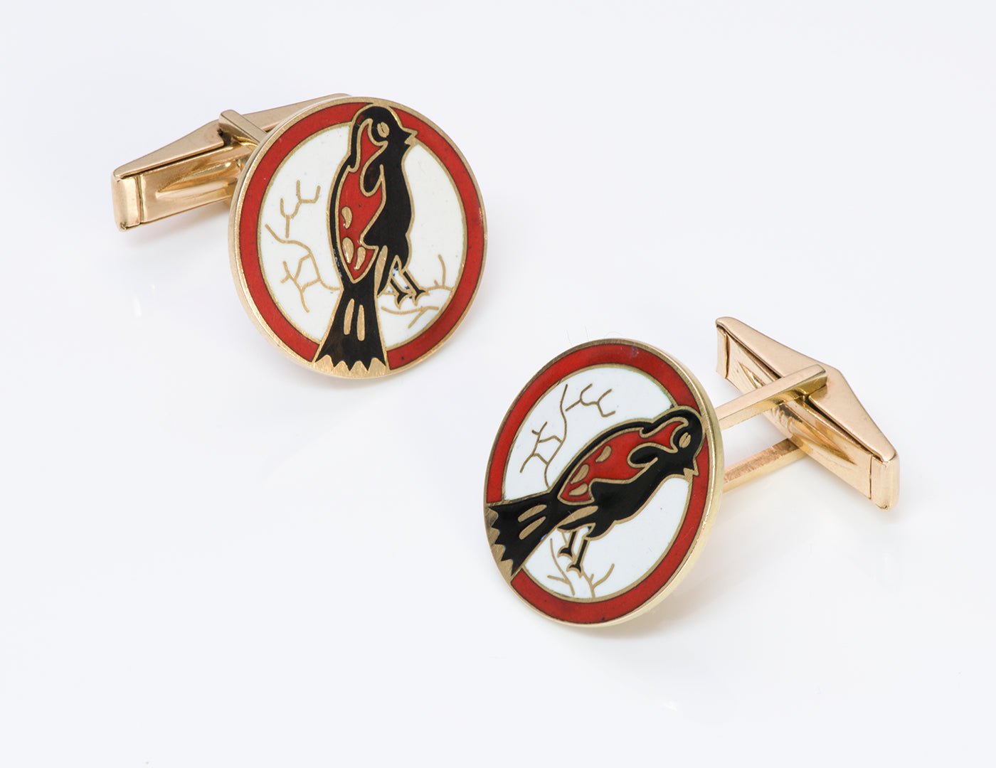 Trabert Hoeffer Mauboussin 14K Gold Enamel Cufflinks