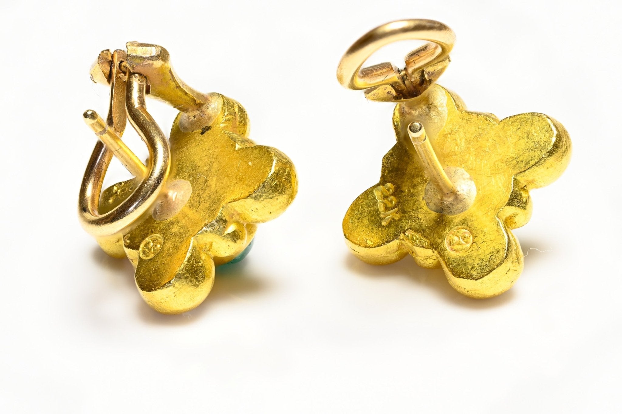 Tracy Dara Kamenstein 22K Gold Emerald Diamond Earrings