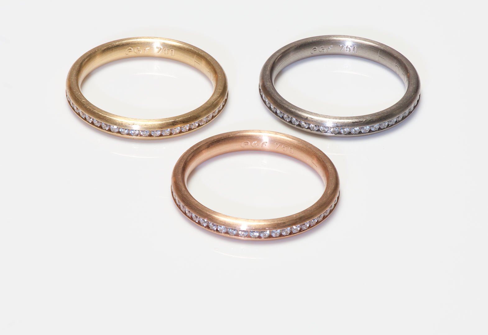 Tri Color 18K Gold & Diamond Band Rings