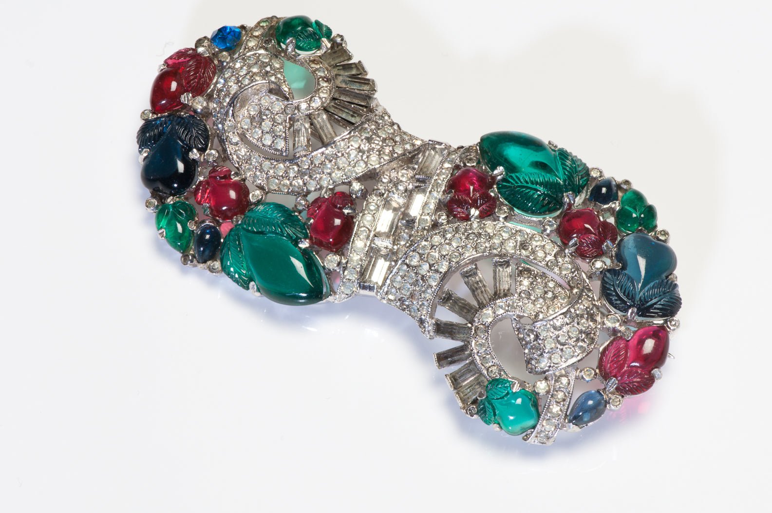 Trifari 1930’s Alfred Philippe KTF Tutti Frutti Red Green Blue Crystal Brooch