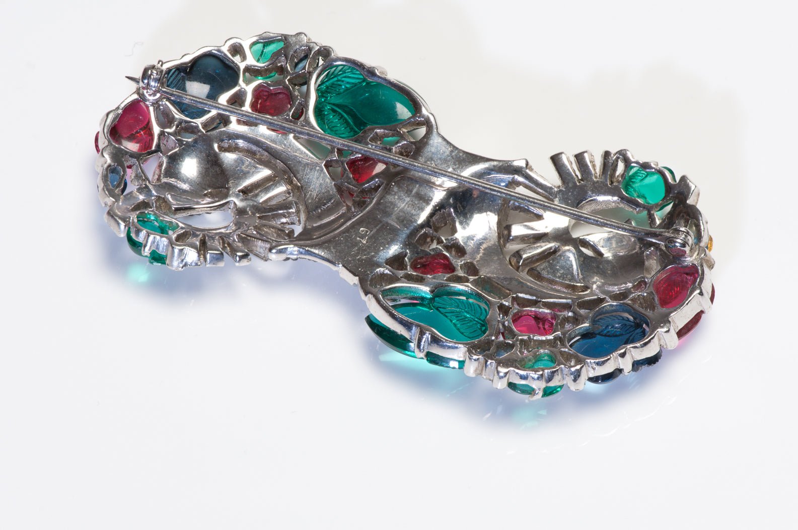 Trifari 1930’s Alfred Philippe KTF Tutti Frutti Red Green Blue Crystal Brooch