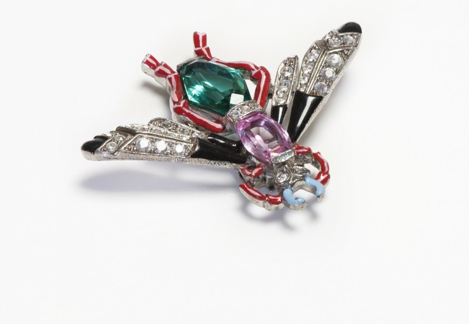 TRIFARI 1940’s Alfred Philippe Crystal Enamel Insect Brooch
