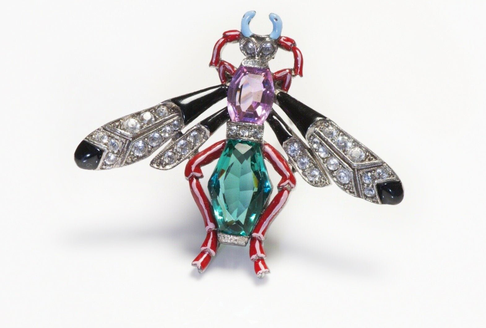 TRIFARI 1940’s Alfred Philippe Crystal Enamel Insect Brooch