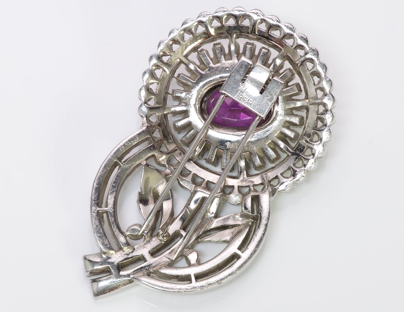 Trifari 1940’s Alfred Philippe Purple Crystal Flower Brooch