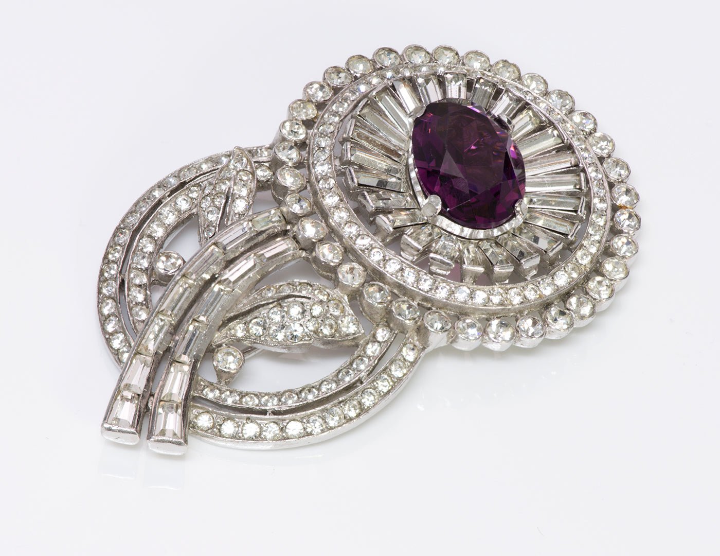 Trifari 1940’s Alfred Philippe Purple Crystal Flower Brooch