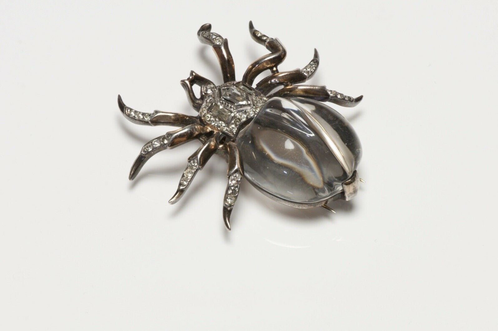 Trifari 1940’s Alfred Philippe Sterling Silver Jelly Belly Spider Brooch