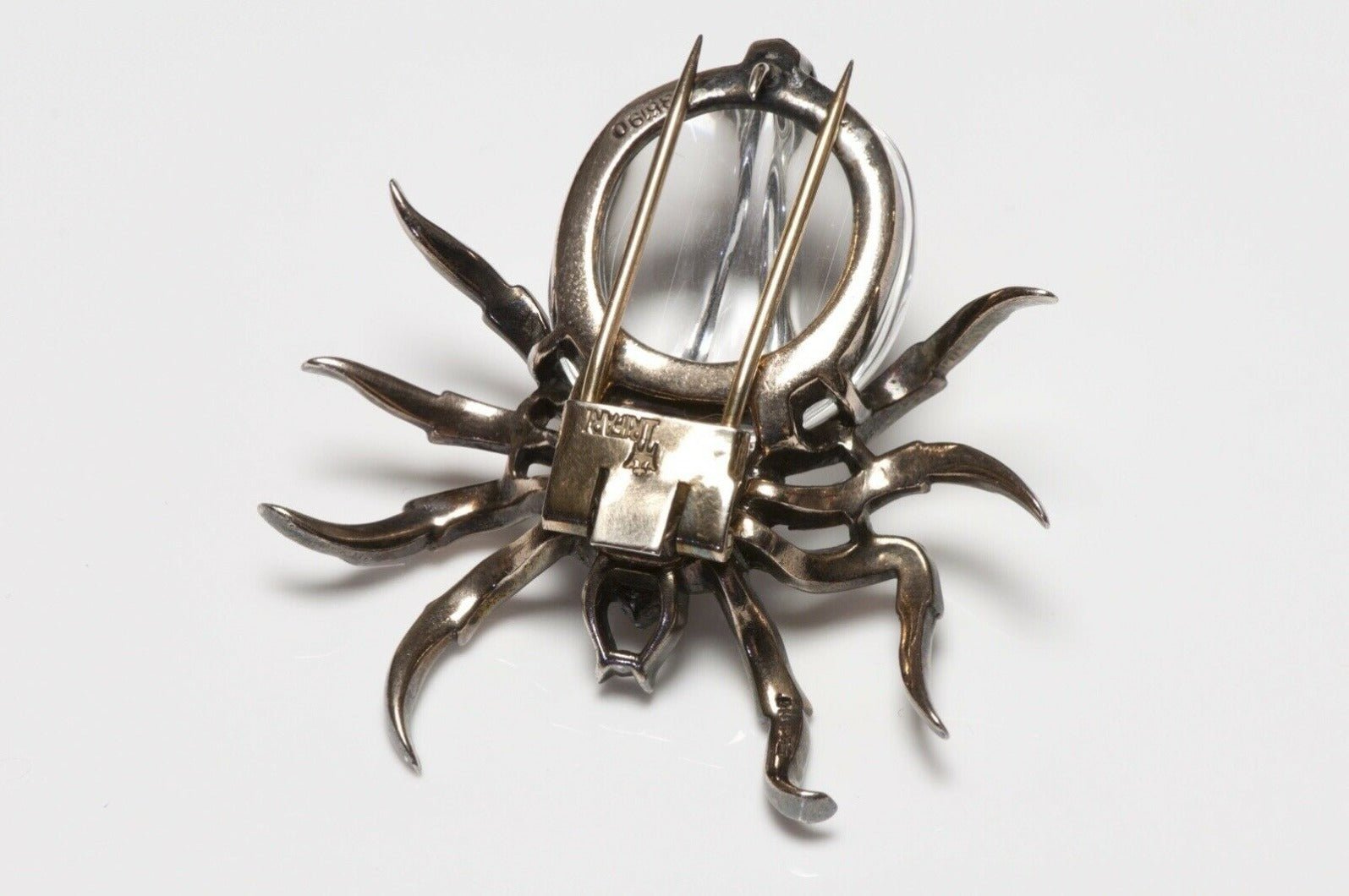Trifari 1940’s Alfred Philippe Sterling Silver Jelly Belly Spider Brooch