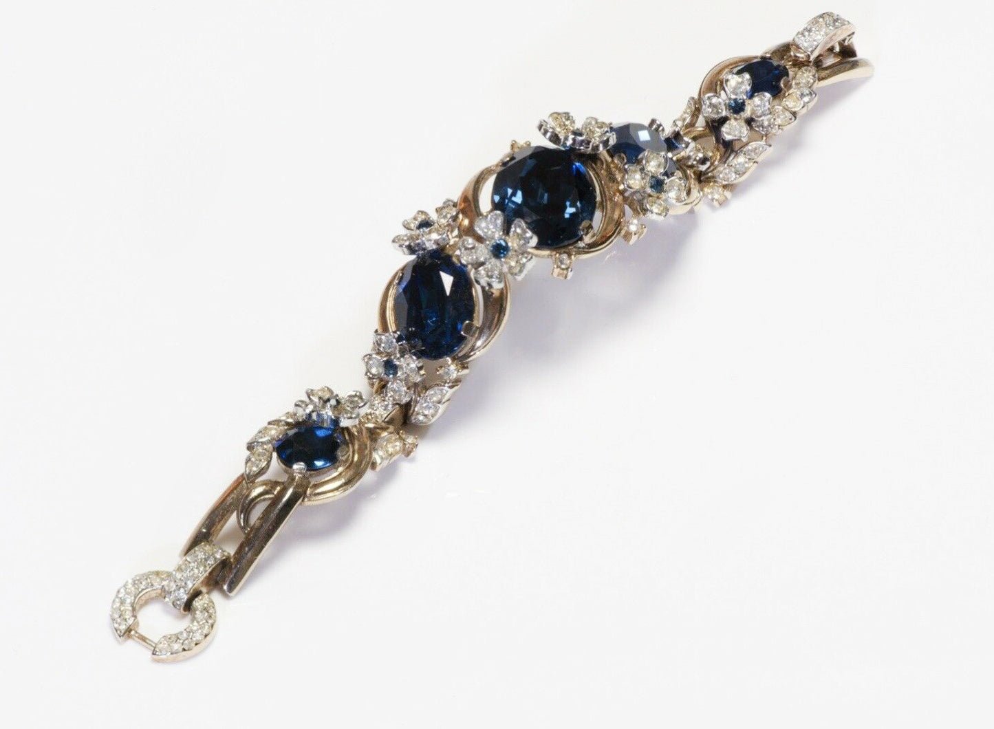 TRIFARI 1949 Alfred Philippe Blue Crystal Flower Bracelet