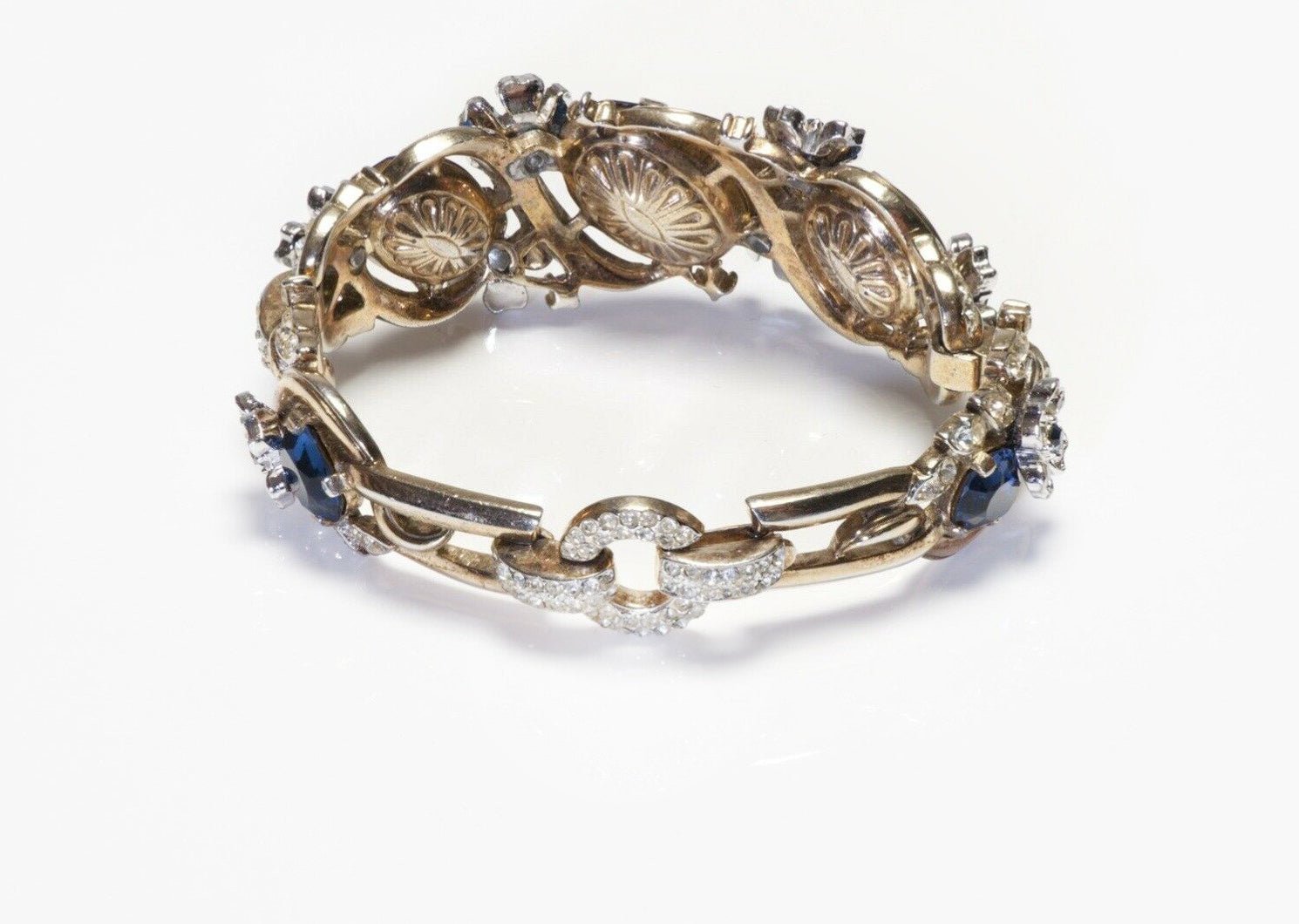 TRIFARI 1949 Alfred Philippe Blue Crystal Flower Bracelet