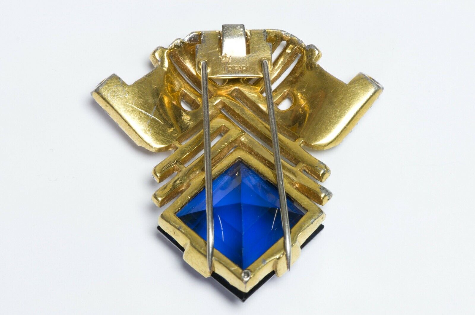 TRIFARI Alfred Philippe 1940’s Blue Crystal Clip Brooch