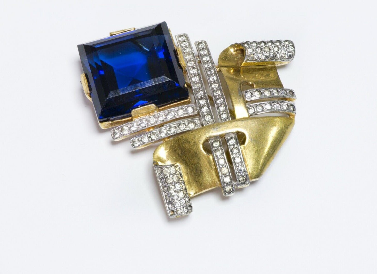 TRIFARI Alfred Philippe 1940’s Blue Crystal Clip Brooch