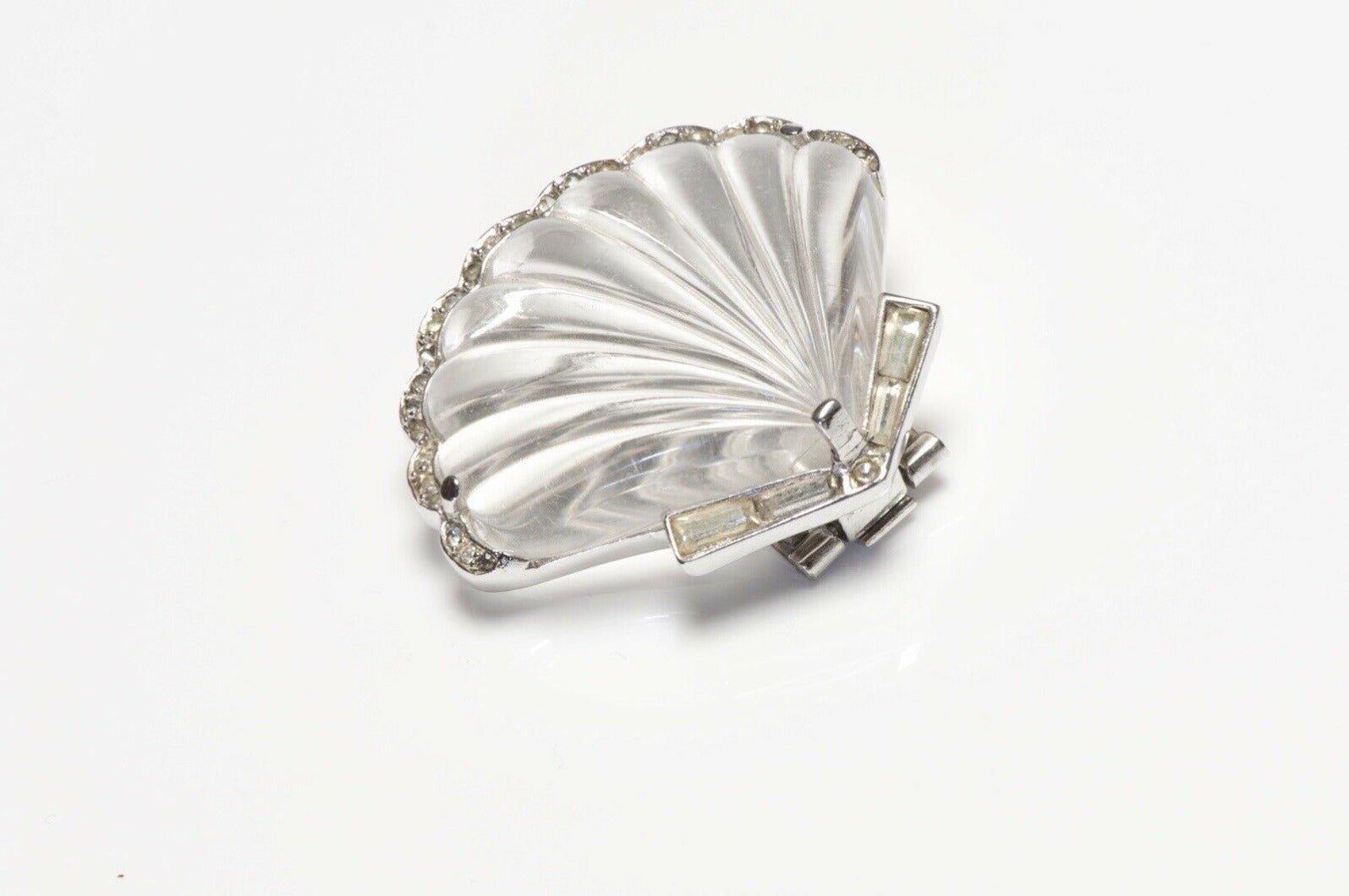 Trifari Alfred Philippe 1940’s Crystal Lucite Shell Brooch