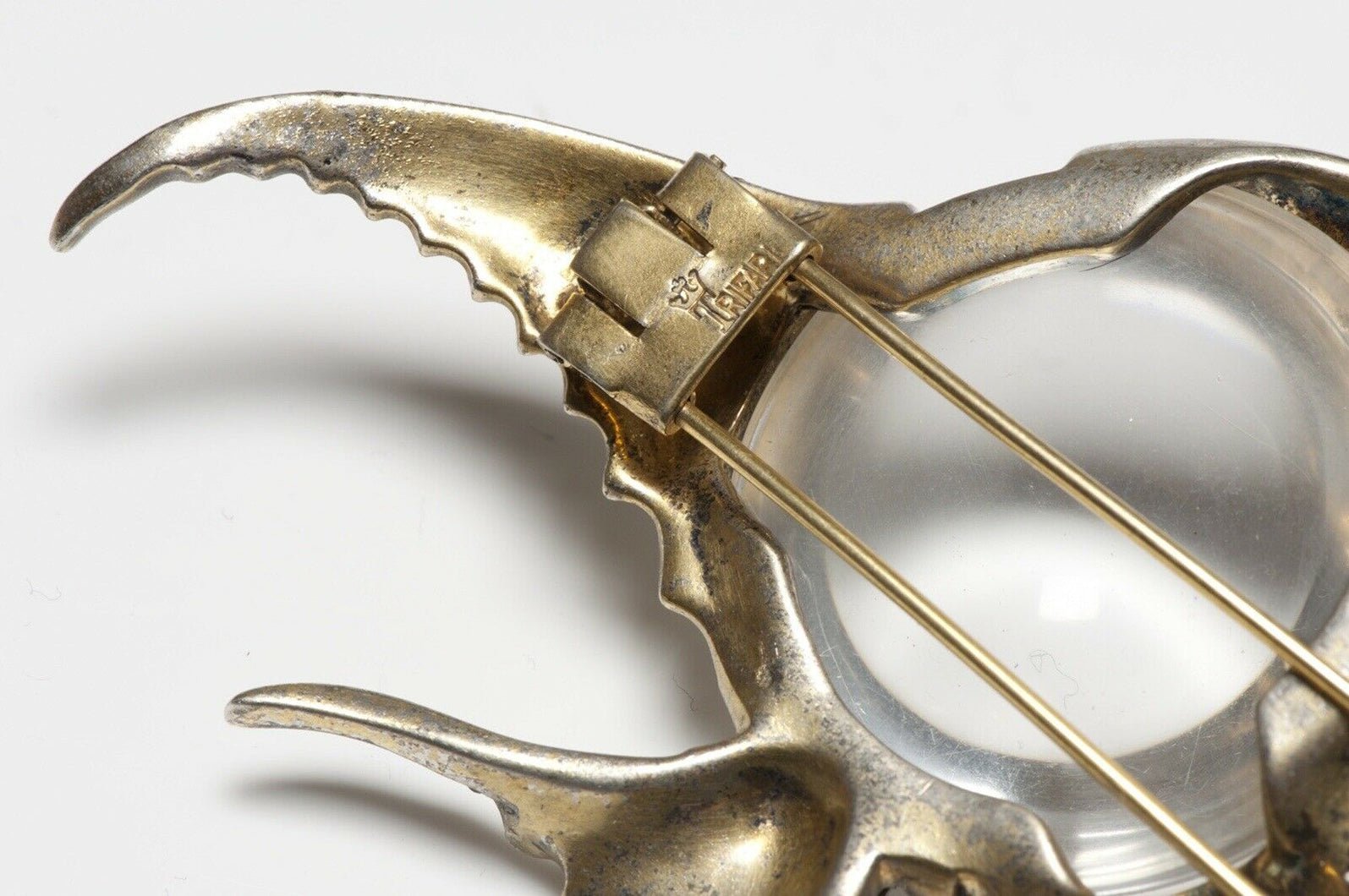 TRIFARI Alfred Philippe 1943 Sterling Jelly Belly Glass Blowfish Brooch