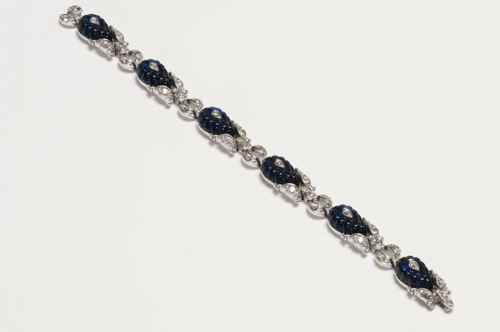 TRIFARI Alfred Philippe Blue Carved Glass Crystal Bracelet