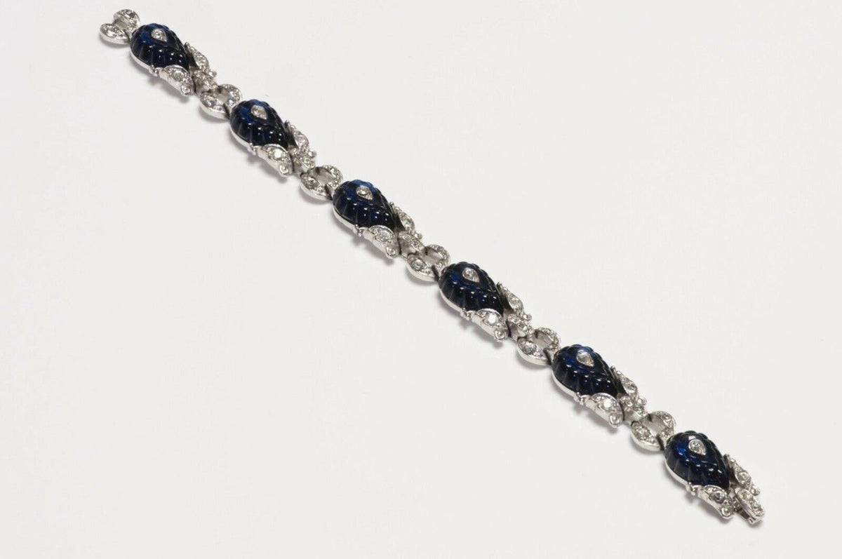 TRIFARI Alfred Philippe Blue Carved Glass Crystal Bracelet